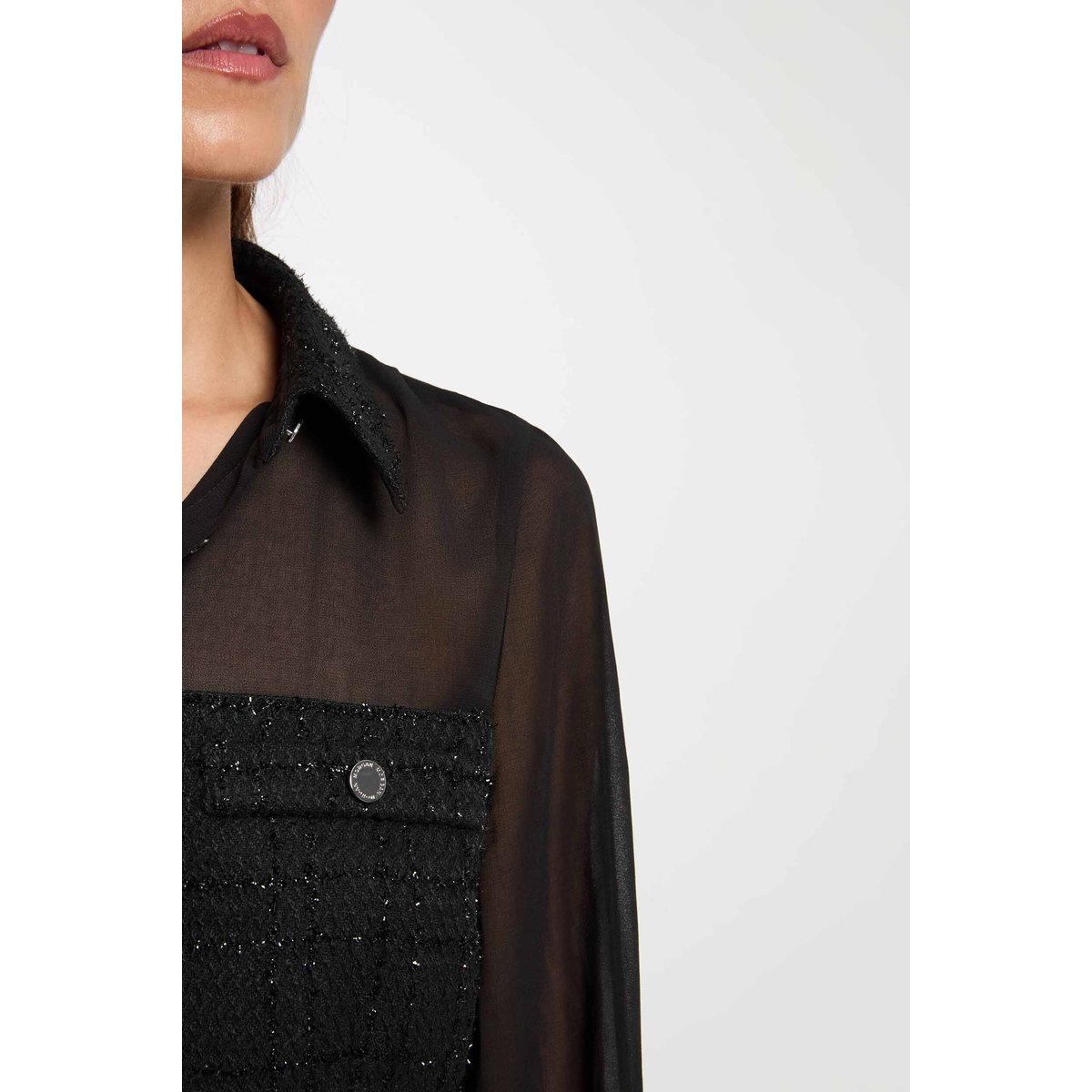 Chemise tweed cintrée noir, MORGAN