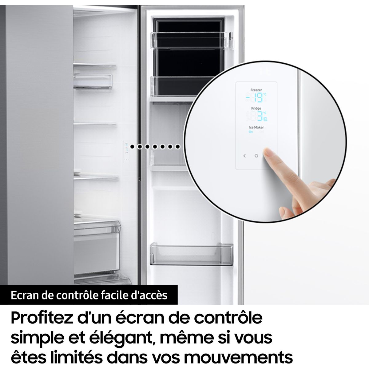 Réfrigérateur Américain RS70F64KDF noir, SAMSUNG