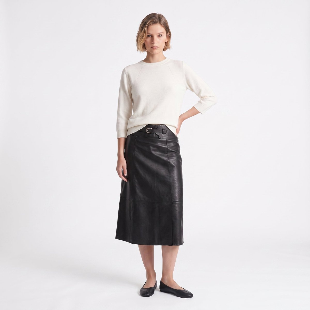 Pull coupe courte manches 3/4 col rond BADRA cream, ARTLOVE
