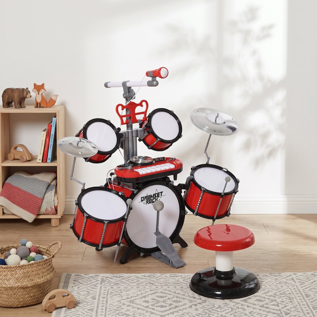 Batterie pour enfants ABS Rouge rouge, HOMCOM
