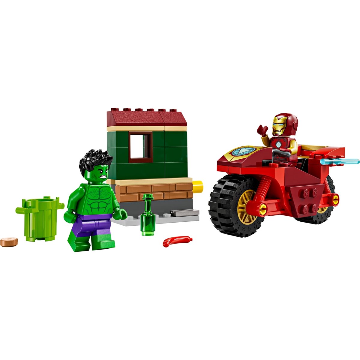 Iron Man avec une moto et Hulk multicolore, LEGO