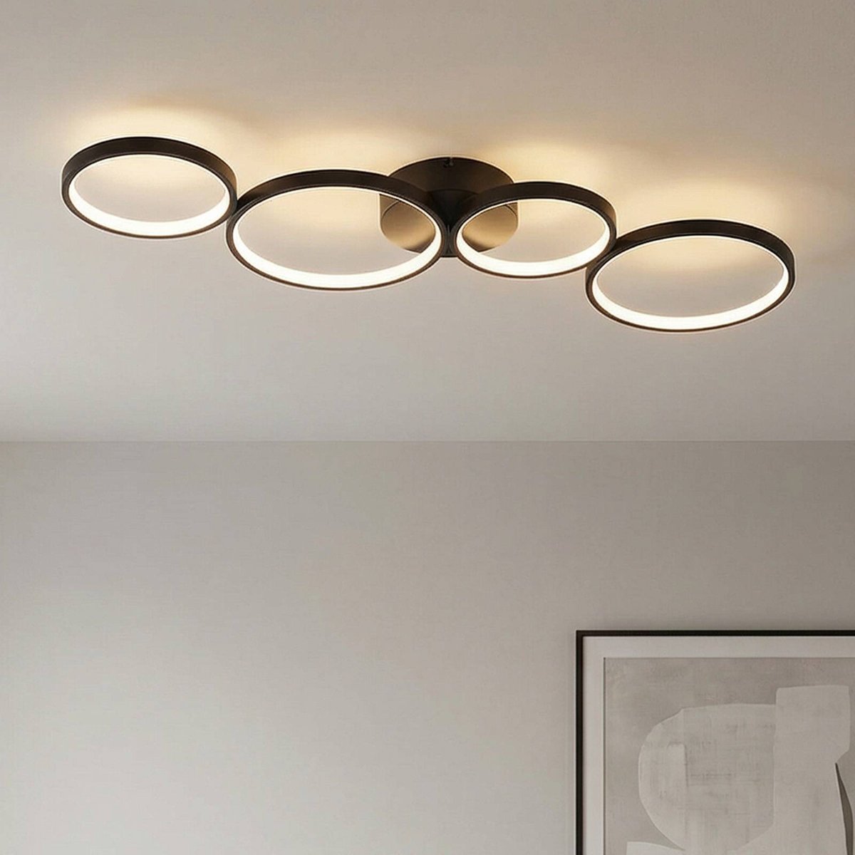 Plafonnier en aluminium moderneLED noir brossé, LINDBY