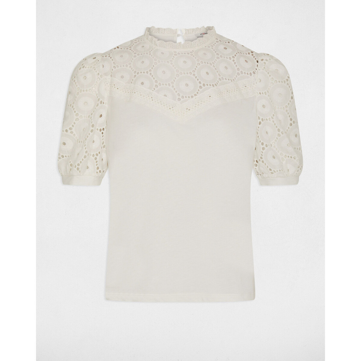 Embroidered Short Sleeve T-Shirt off white, MORGAN