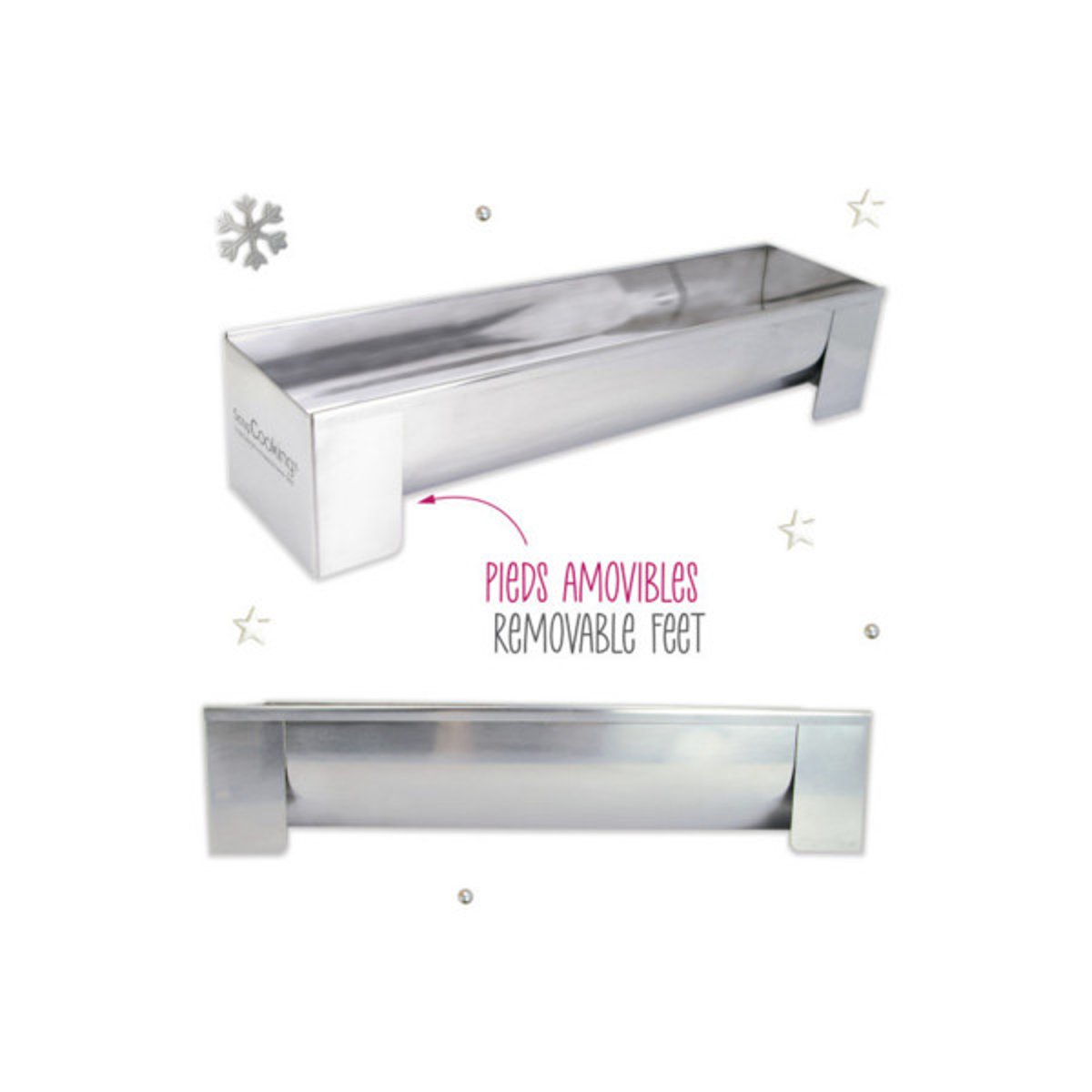 Moule bûche avec pieds démontables et insert couleur unique, SCRAPCOOKING