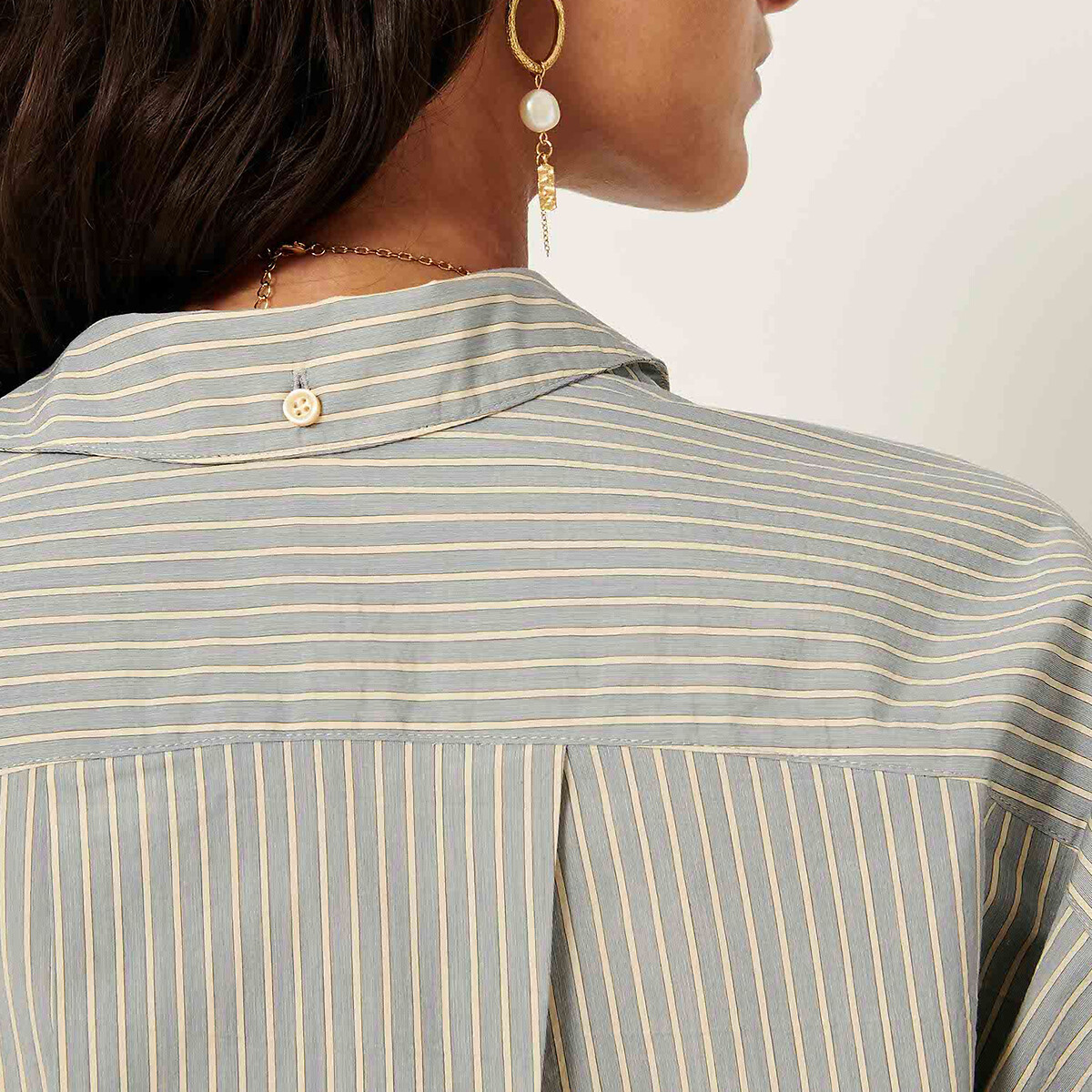 Chemise ample rayée, fendue côtés, KOYACO bleu clair, SESSUN