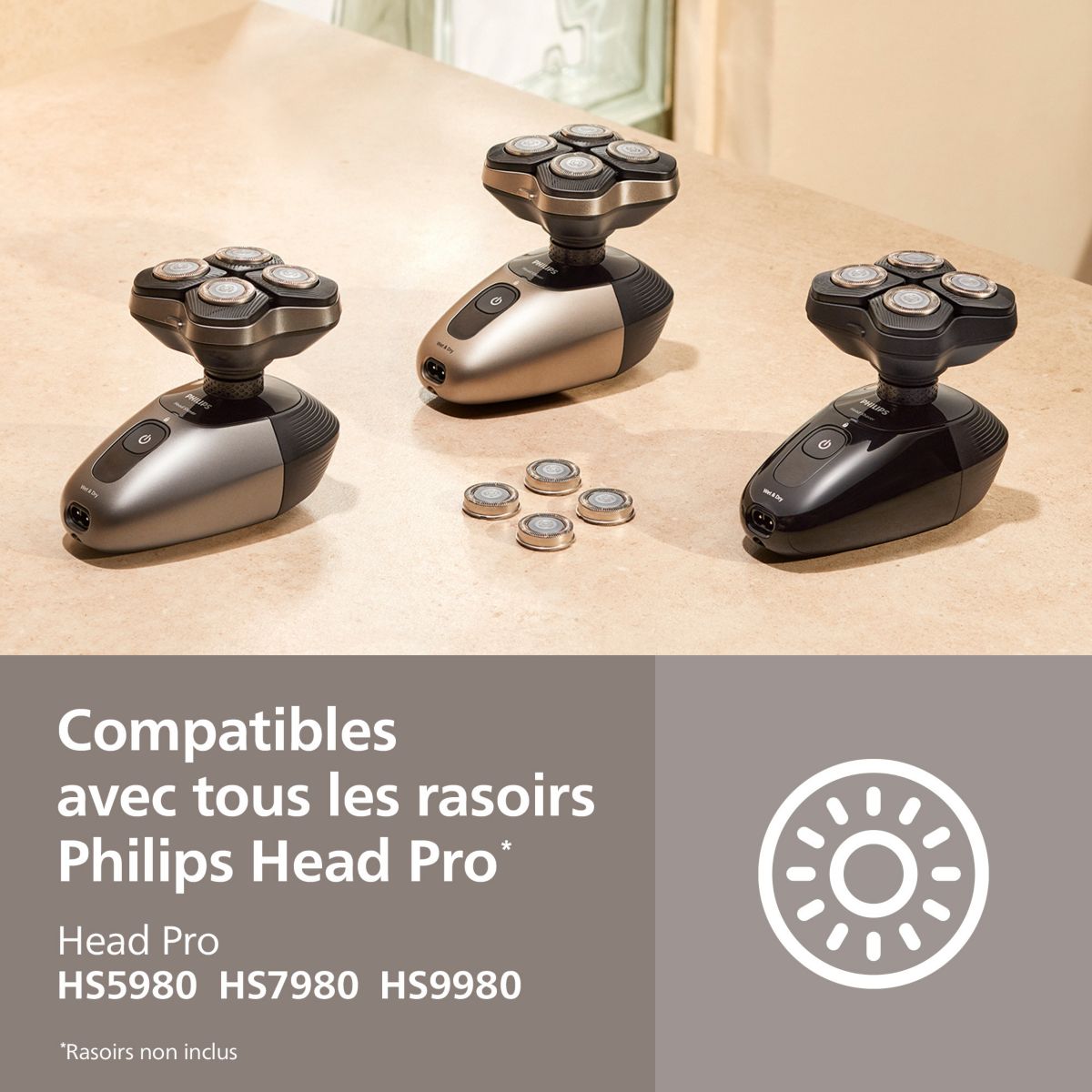 Tête de rasoir de rechange pour rasoir tete couleur unique, PHILIPS