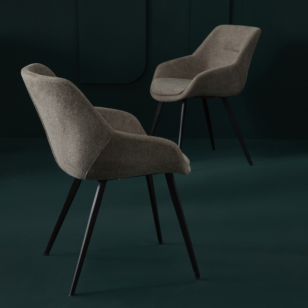 Lot de 6 fauteuils bridge en tissu COLOMBE marron, SIGNATURE