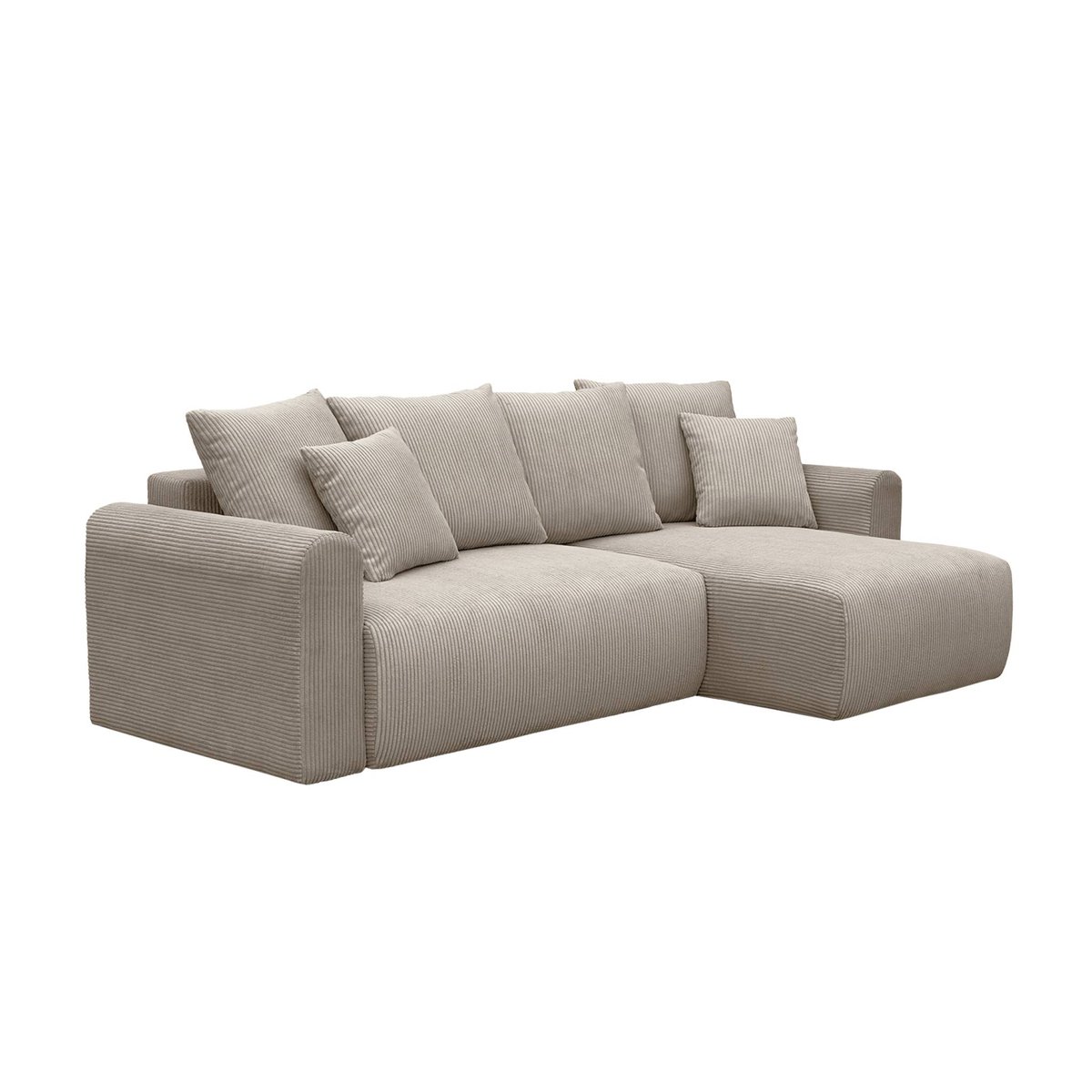 Canapé d'angle convertible réversible 3 places velours côtelé avec coffre ALMO taupe, SWEEEK