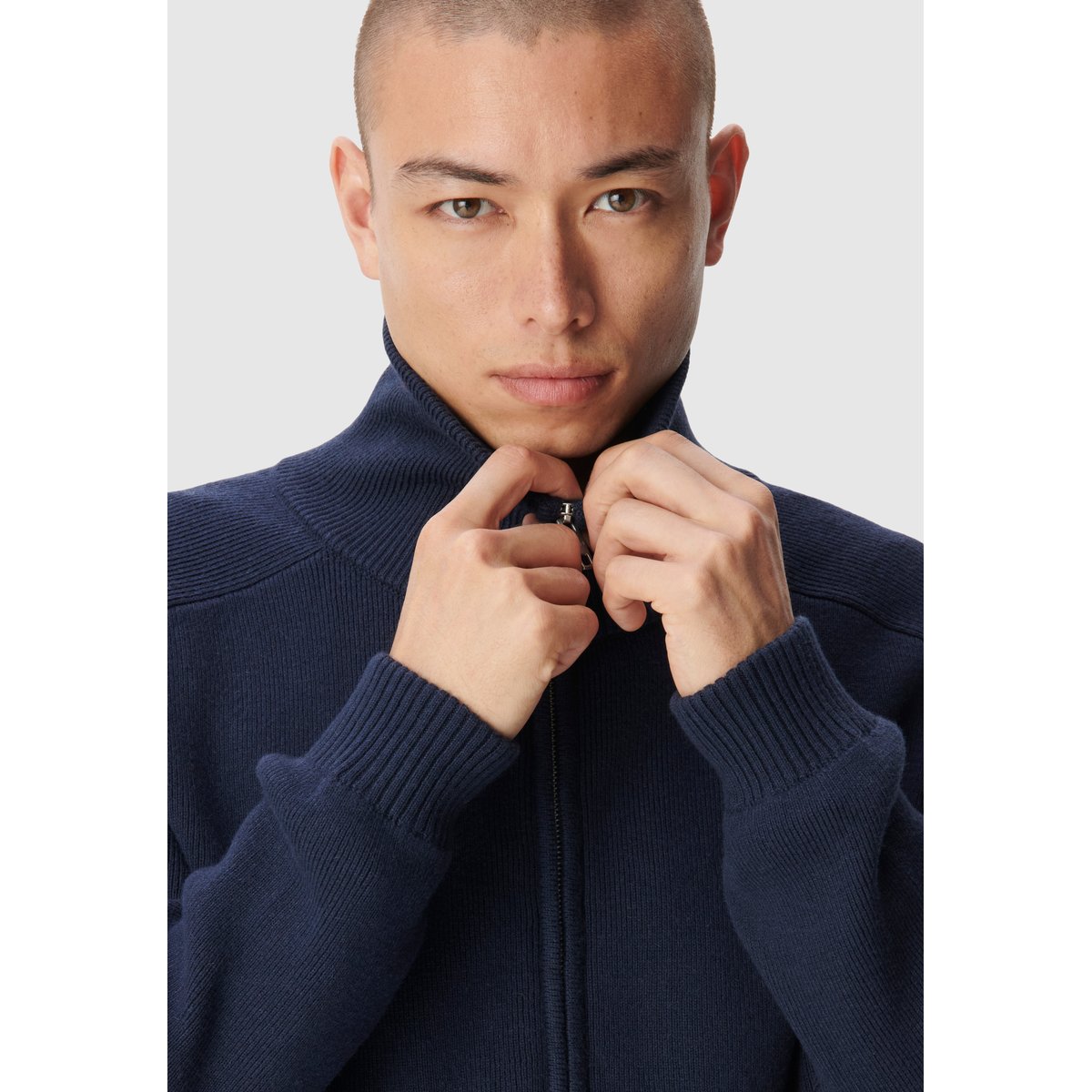 Cardigan tricot zippé bleu nuit, IKKS