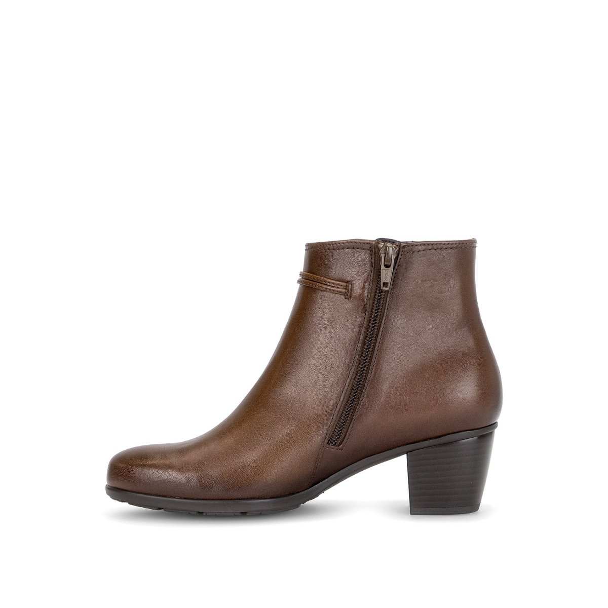 Bottines en cuir lisse à talon décroché cognac, GABOR