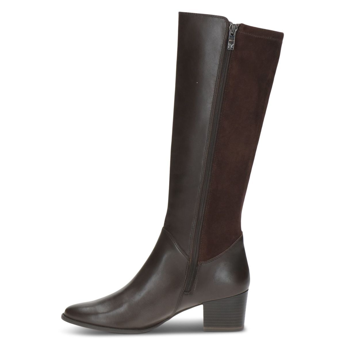 Bottes en cuir marron foncé combiné, CAPRICE