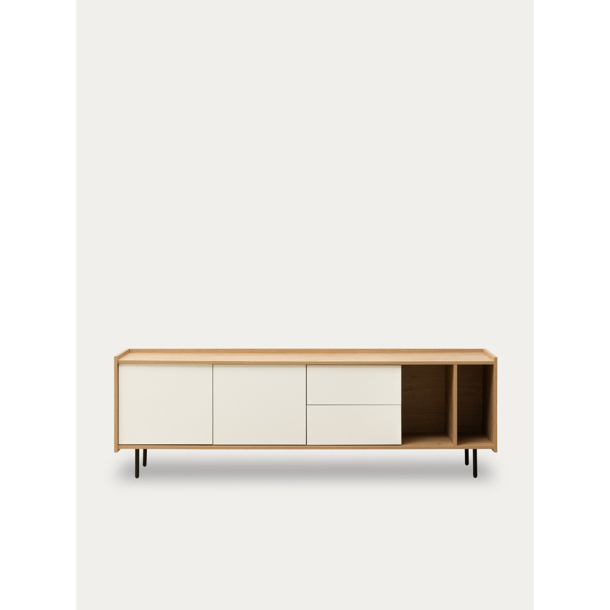 Meuble TV Mélamine - NADINE beige clair - blanc, KENAY
