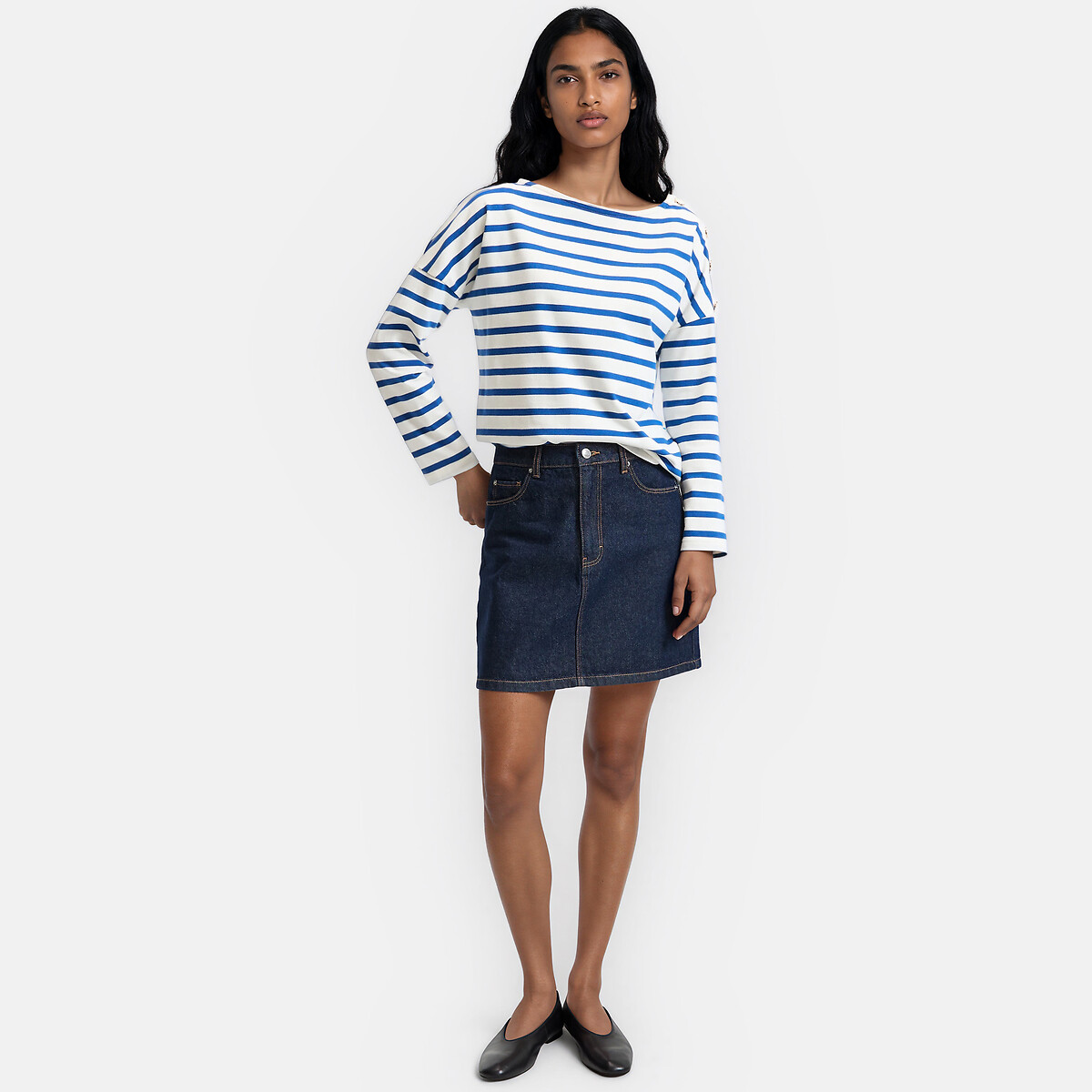 T-shirt stile marinaro oversize, Signature AIMIE blu rigato bianco, LA REDOUTE COLLECTIONS