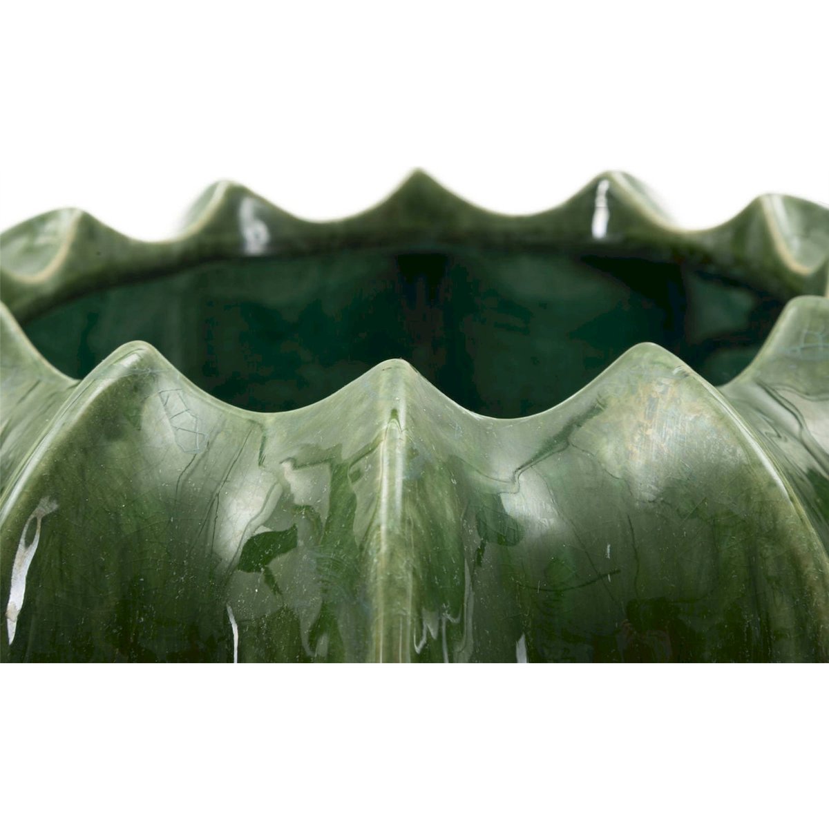 Cache-pot en céramique relief cactus MODERN vert brillant, RECOLLECTION