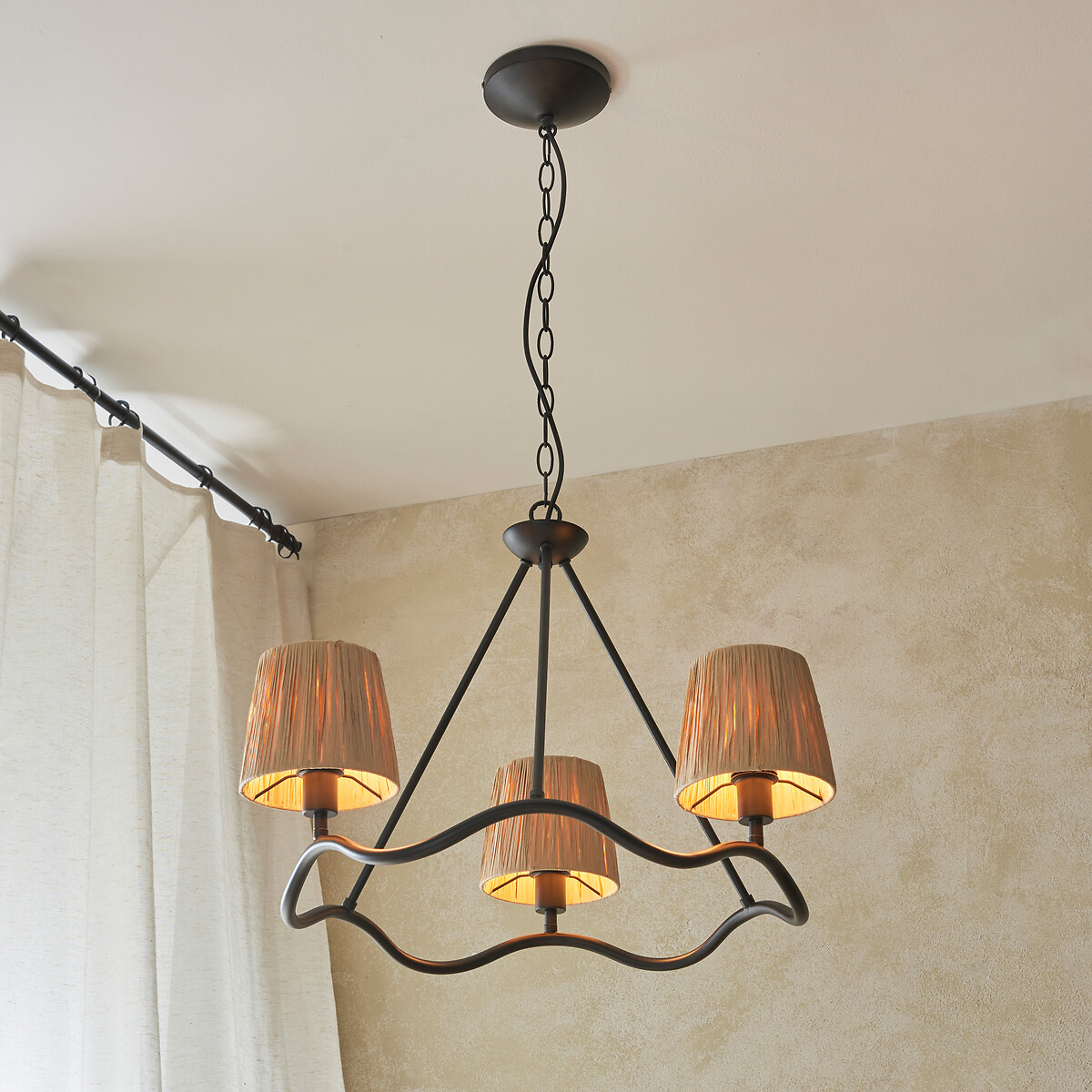 Wesley 3-Light Wriggle Pendant Light black, ÉDITÉ