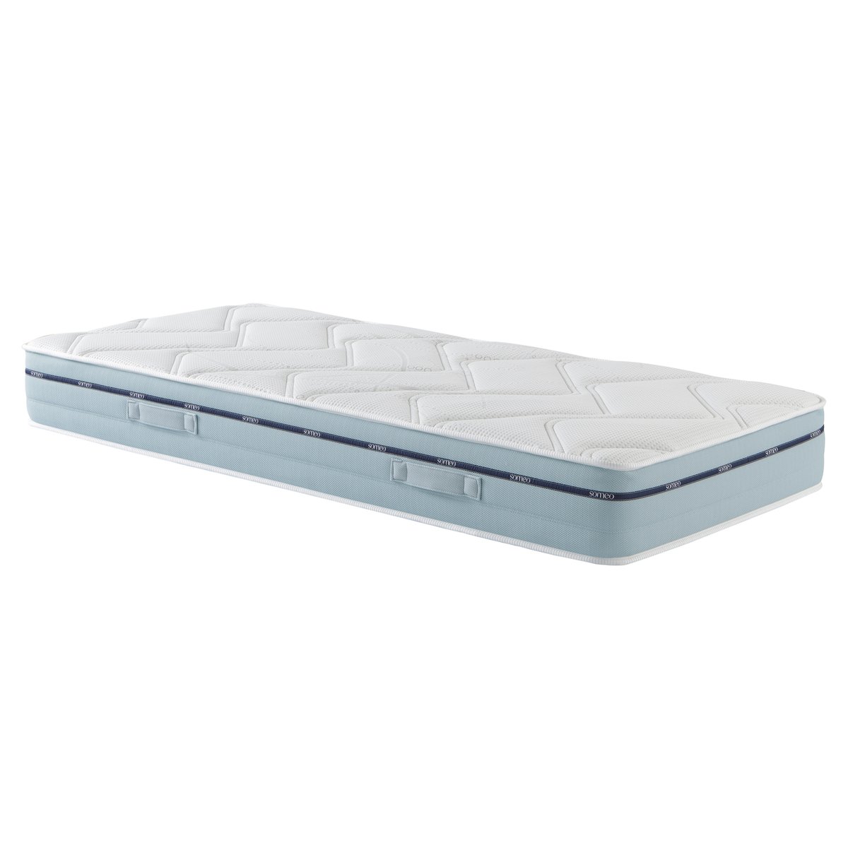 Ensemble matelas mémoire de forme, sommier Lune et pieds Songe 500 blanc, SOMEO