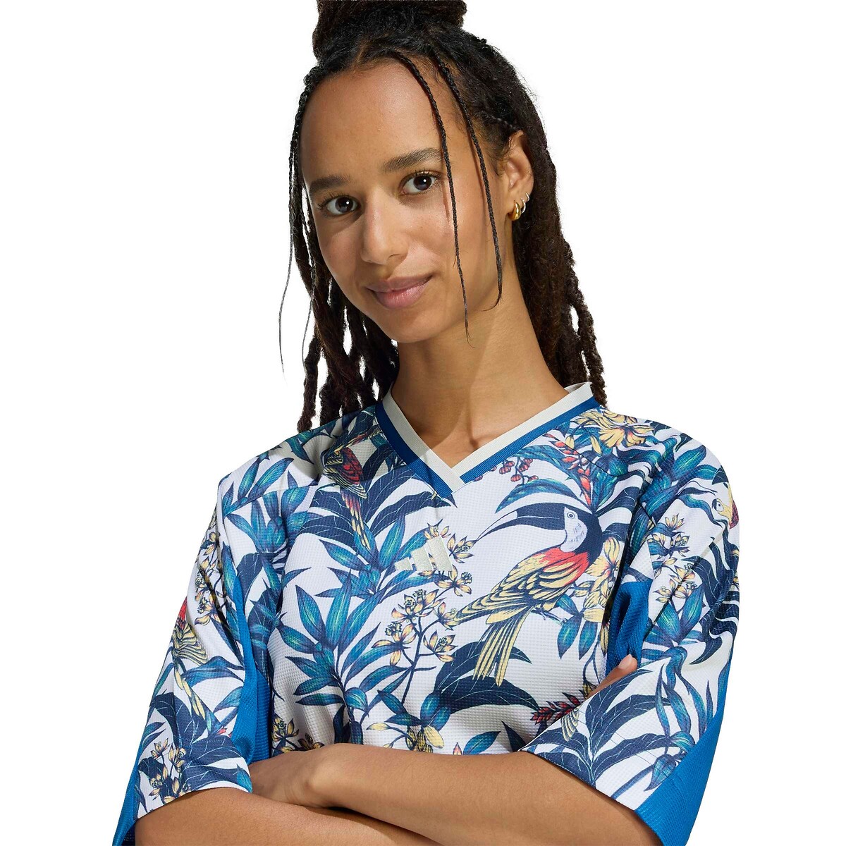 T-shirt col V imprimé FARM RIO imprimé floral, ADIDAS SPORTSWEAR