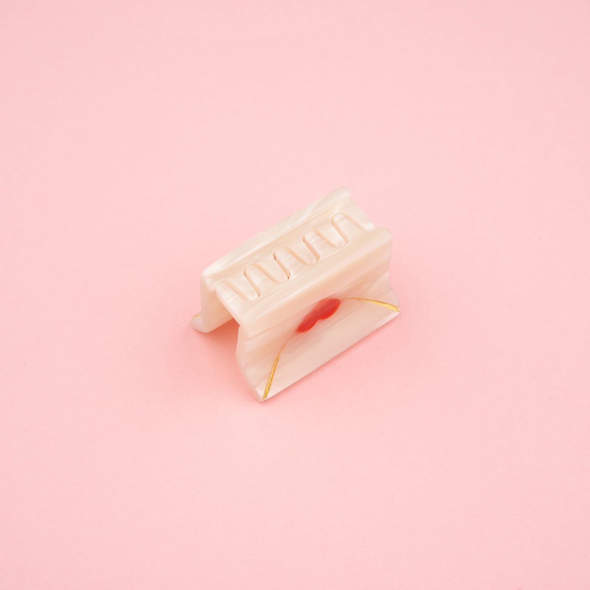 Mini pince à cheveux Lettre d'Amour blanc cœur rouge, COUCOU SUZETTE