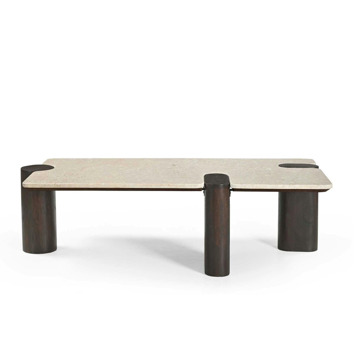 Table basse marbre et bois style puzzle DUOMO beige, PIER IMPORT