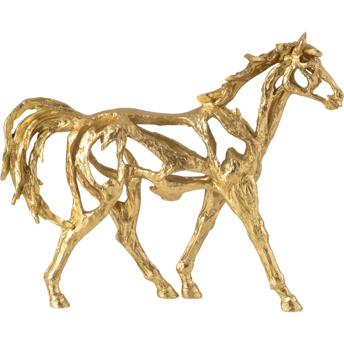 Figurine cheval de course en résine doré, RECOLLECTION