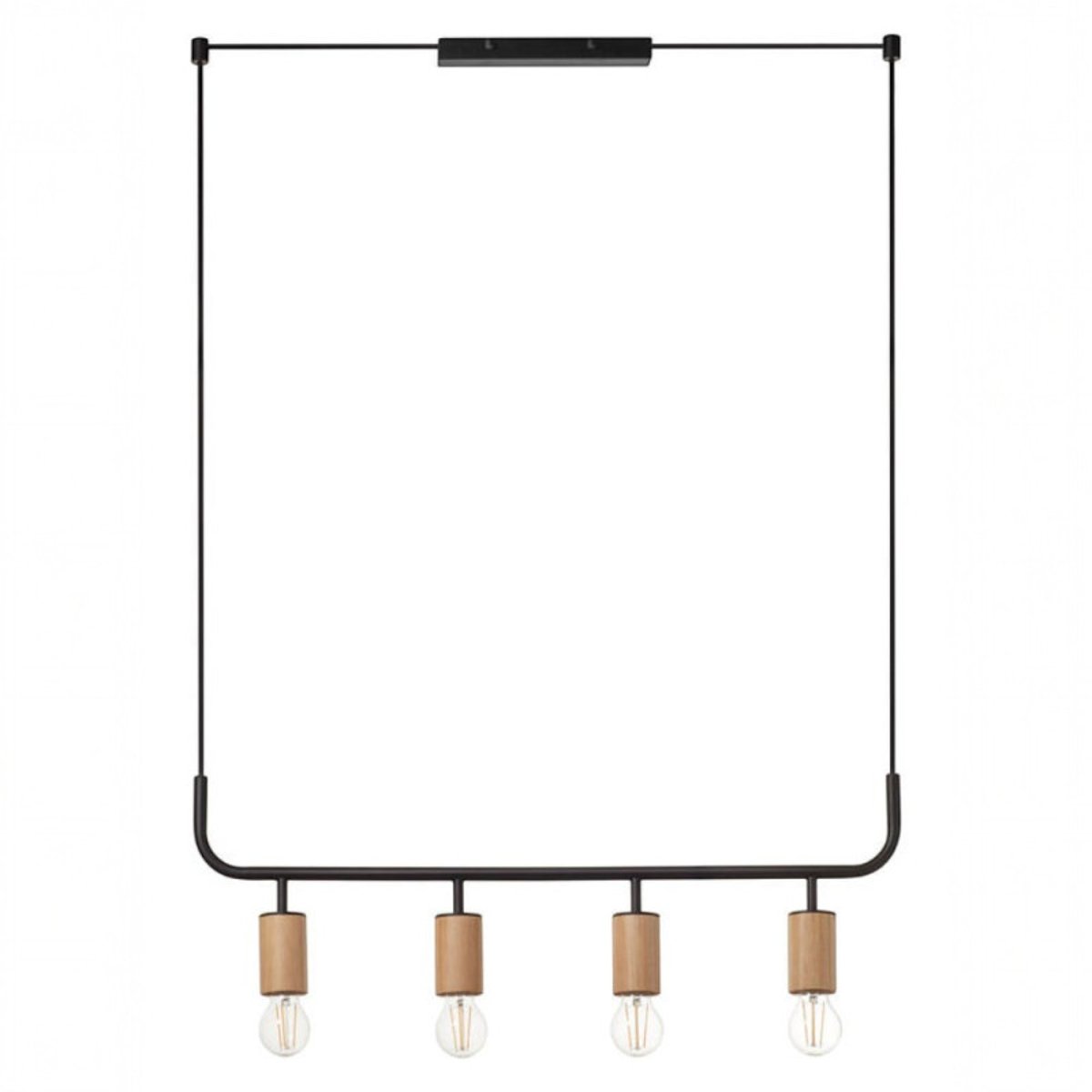 Suspension horizontale 4 lampes bois clair Copa beige, MILLUMINE