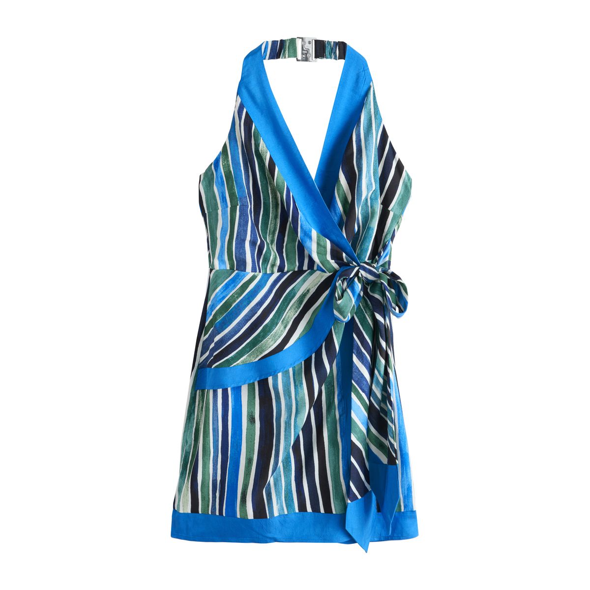 Robe d'été courte dos nu à imprimé foulard rayures bleues, NEXT