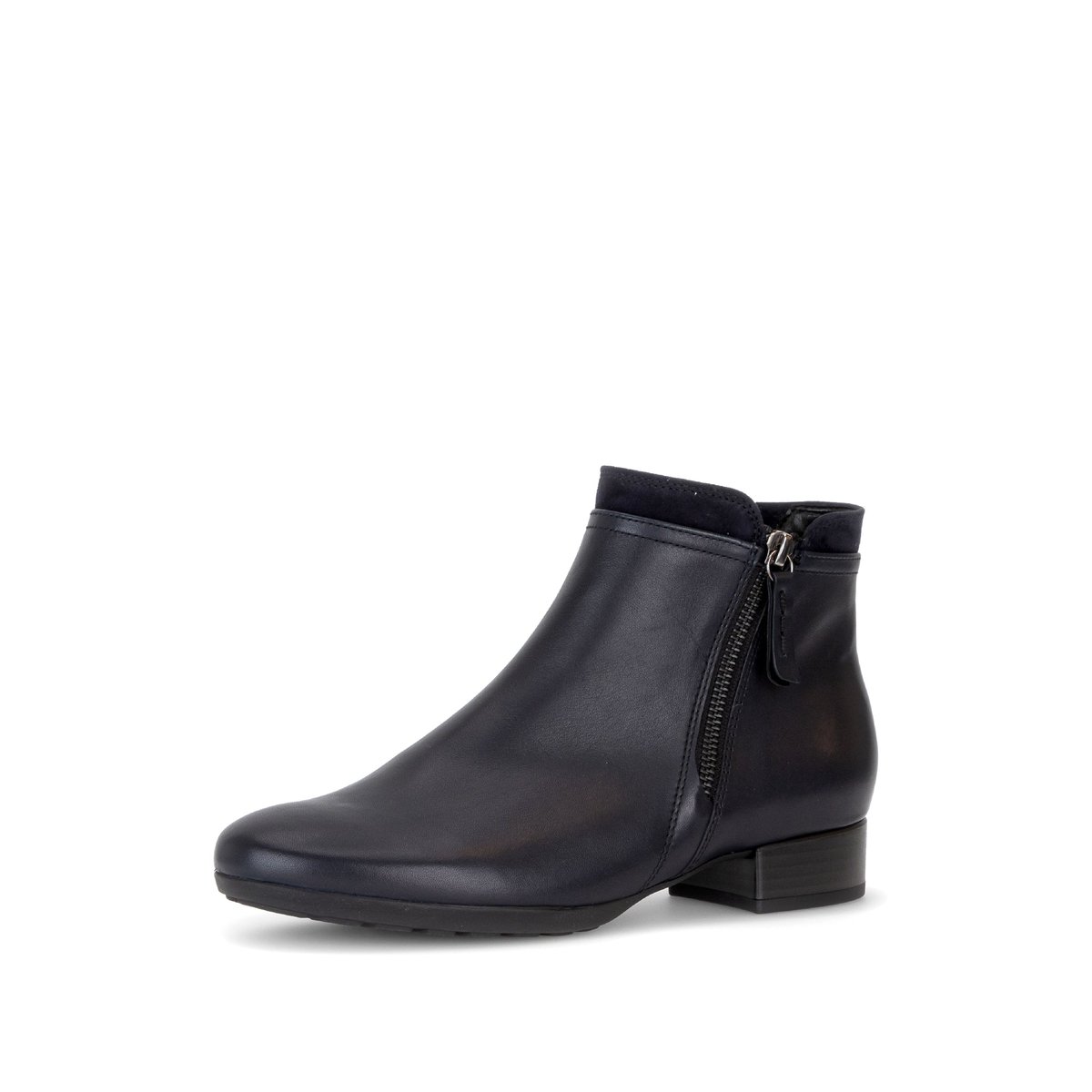 Bottines en cuir lisse à talon décroché bleu, GABOR