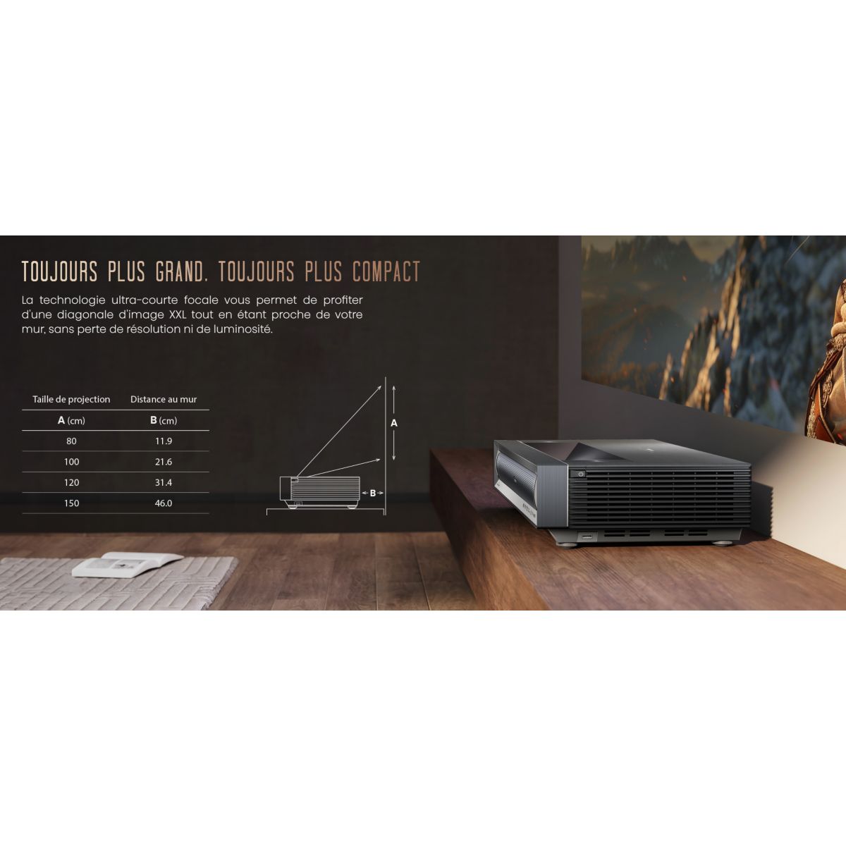 Vidéoprojecteur home cinéma PX3-PRO 4K Ultra HD-  Triple Laser - 3000 lumens noir, HISENSE