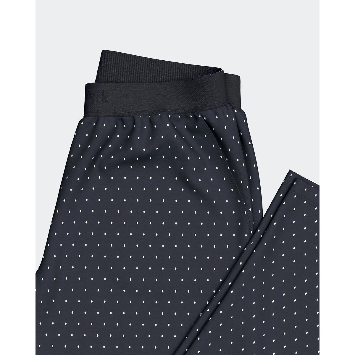 Pigiama lungo, pantaloni con stampa a pois blu marino, EDEN PARK