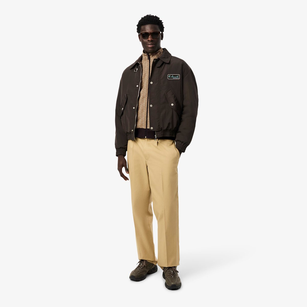 Veste de survêtement zippée Paris jacquard beige-6ir, LACOSTE