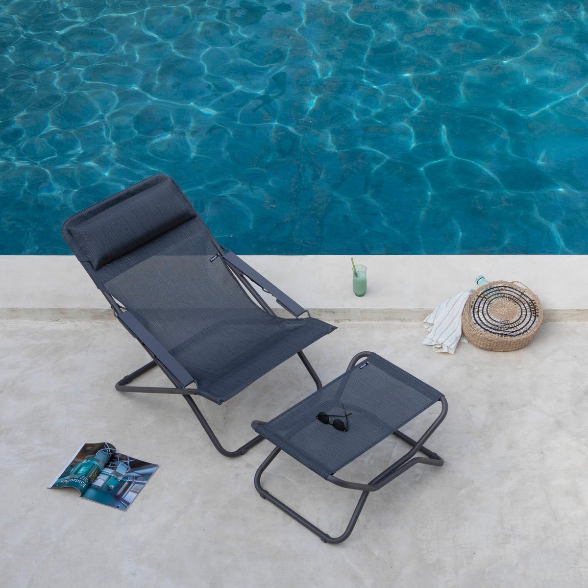 Repose-jambes/tabouret pliant - NEXT gris obsidian, LAFUMA MOBILIER