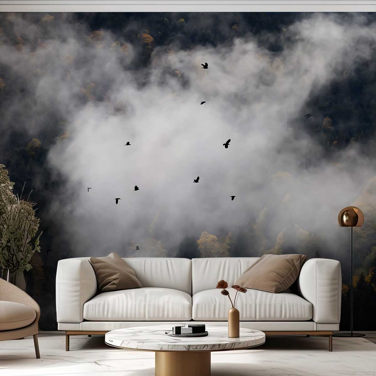 Papier peint bois brumeux intissé, HEXOA