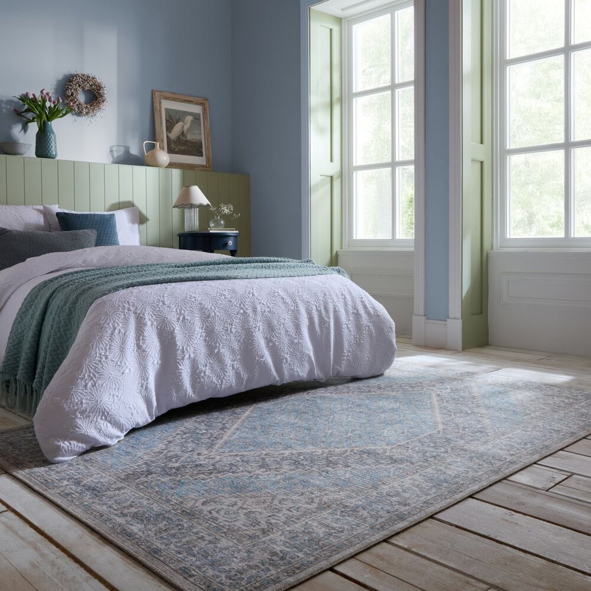 Tapis lavable CORIN bleu, FLAIR RUGS