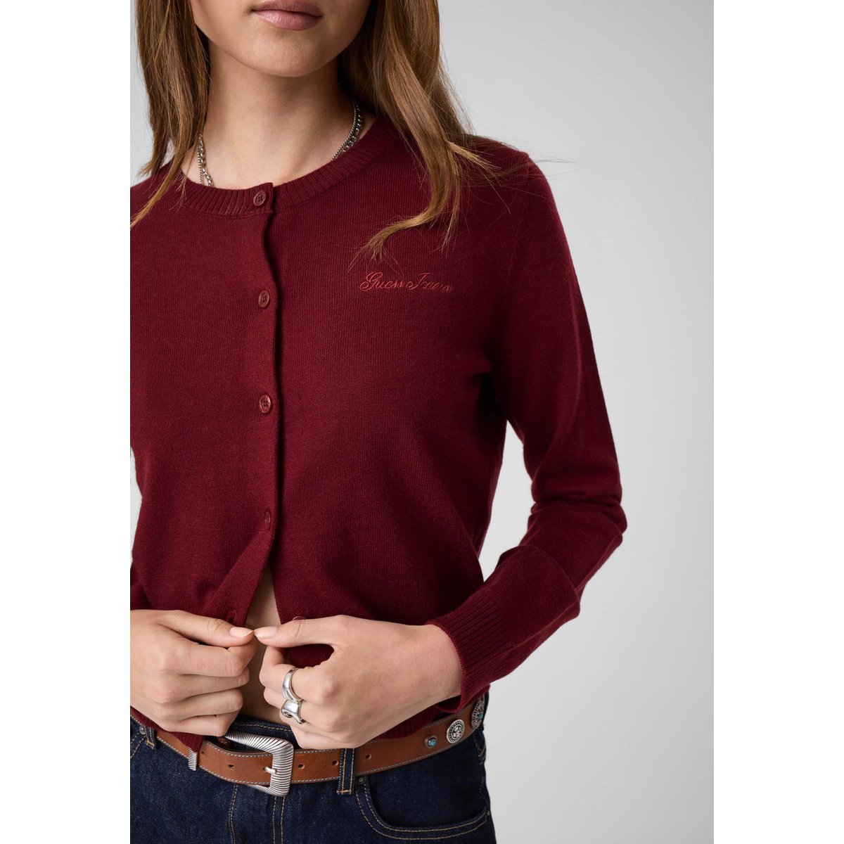 Gilet En Laine Mélangée rouge, GUESS JEANS