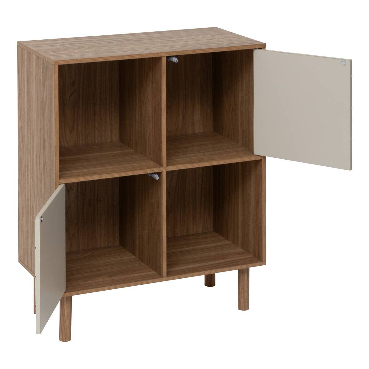 Étagère 4 cases et 2 portes motif rayé MIX'N'MATCH marron, 5FIVE SIMPLY SMART
