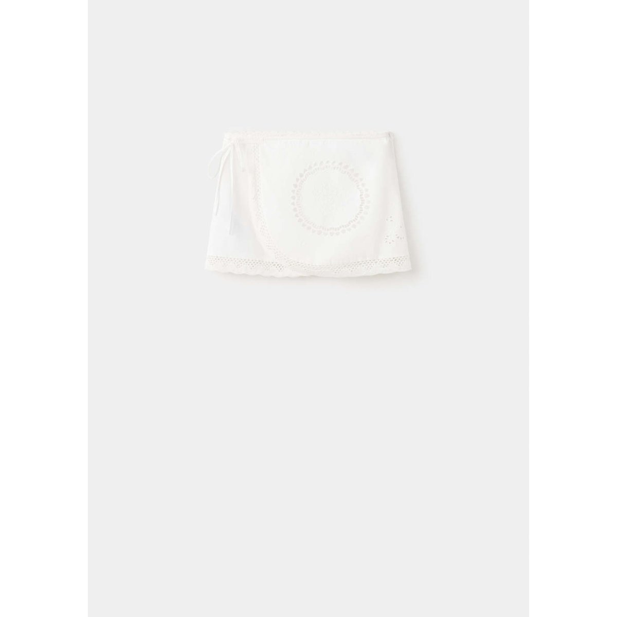 Jupe en coton à broderies ajourées blanc, MANGO