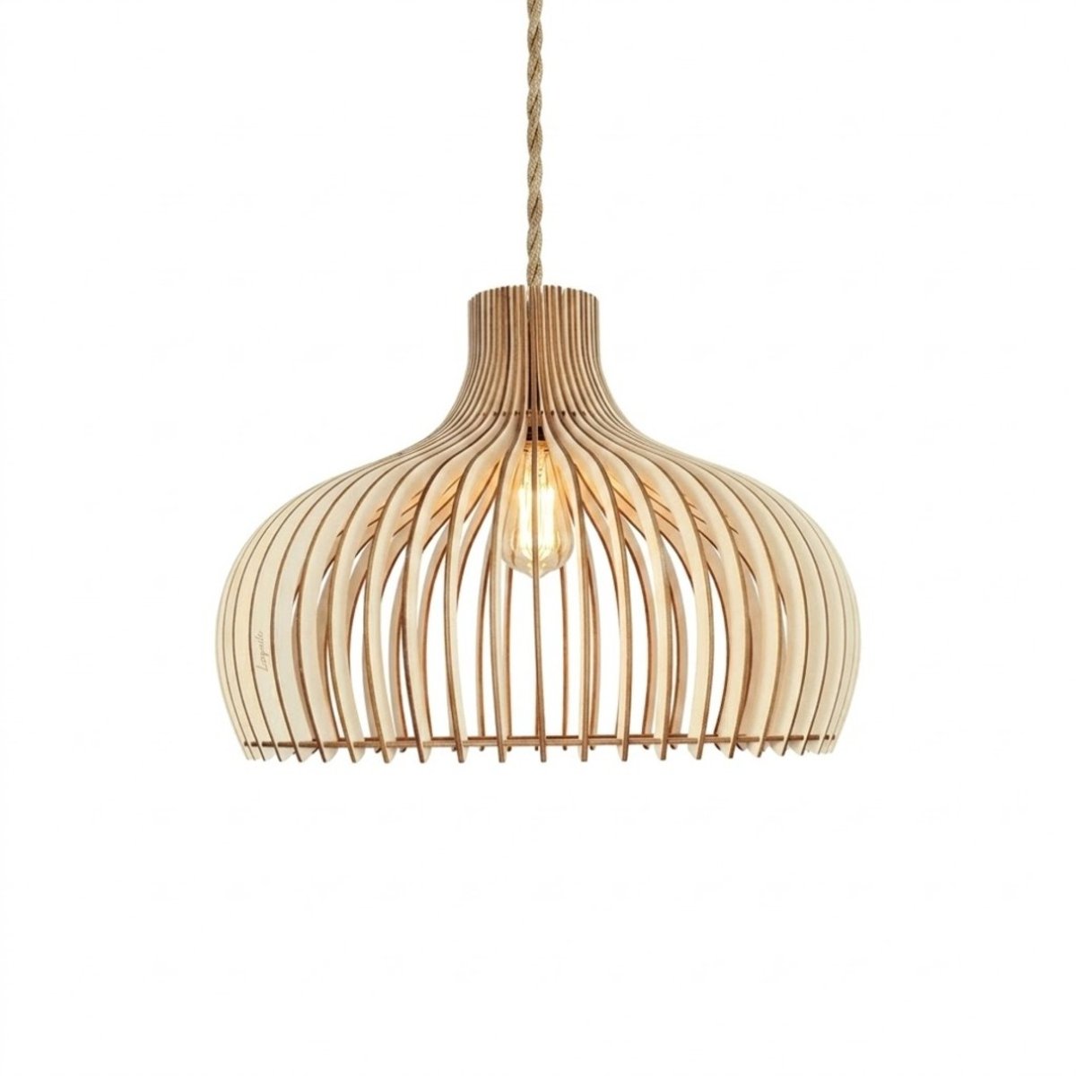 Suspension en bois de peuplier LEON bois clair - câble chanvre, ATELIER LOUPIOTE