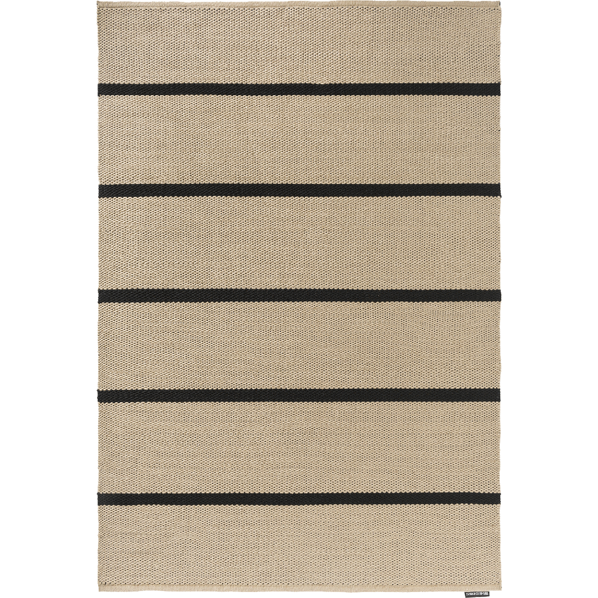 Tapis extérieur kilim fait main en PET DECK 2 beige, noir, UN AMOUR DE TAPIS