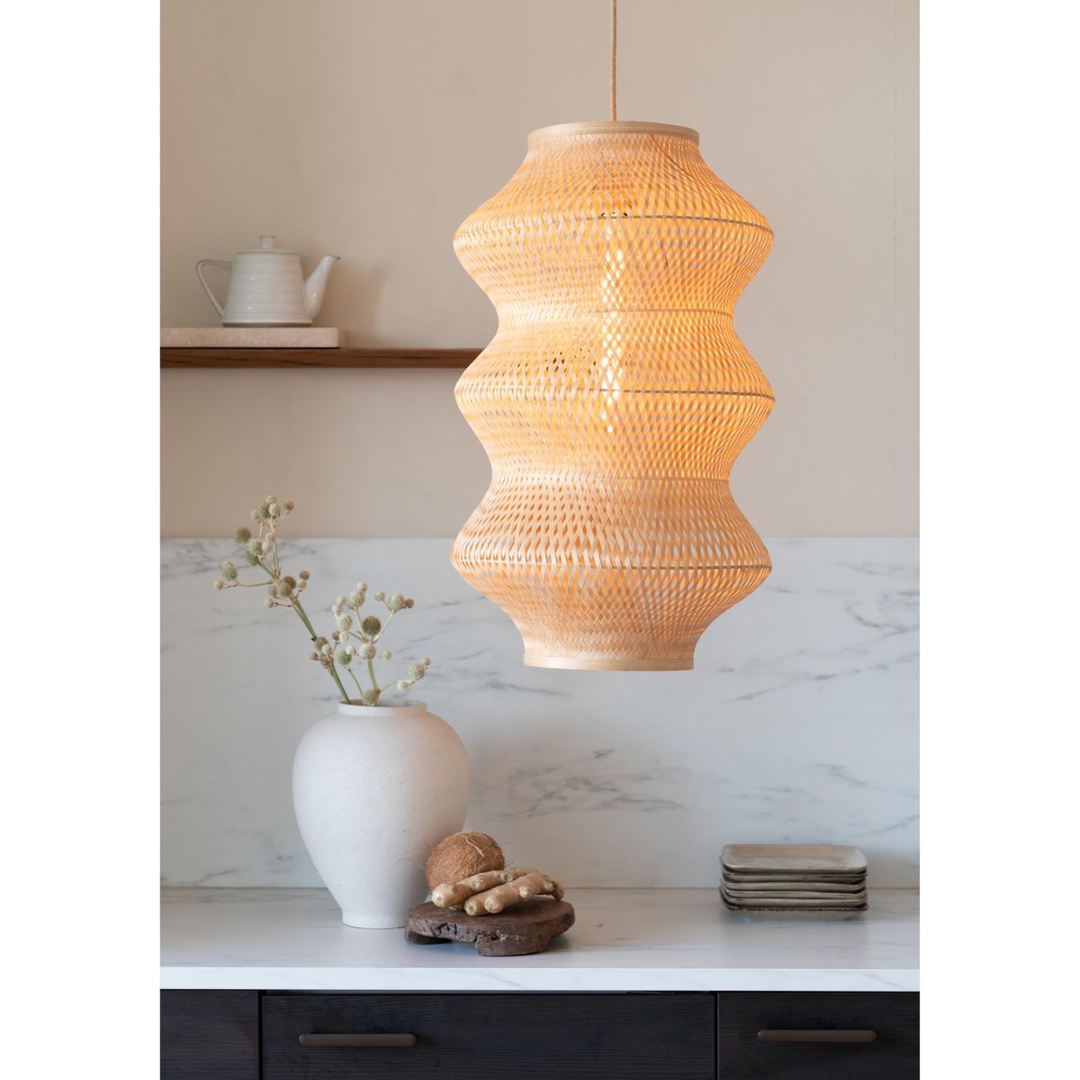 Lampe Suspendue Bambou BARBADOS marron, GOOD & MOJO