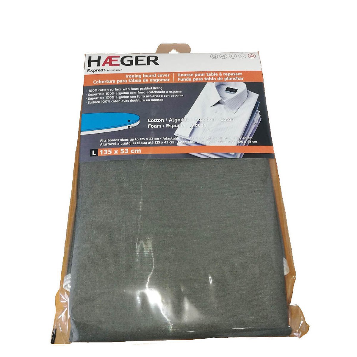 Cobertura para tábua de engomar Express, HAEGER cinzento, HAEGER