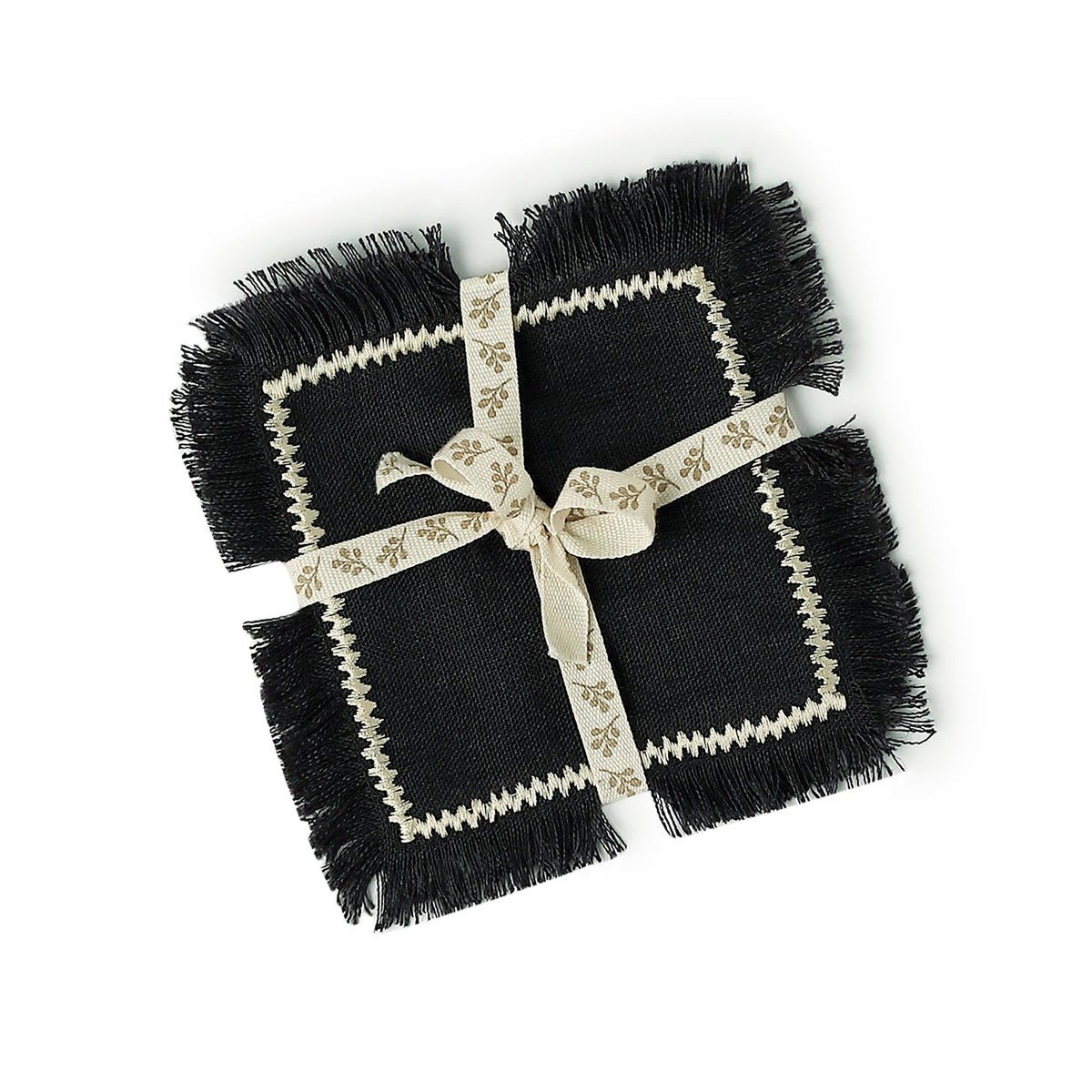Sous-verres (x4) lin lavé GABRIEL fusain / sable, FEBRONIE