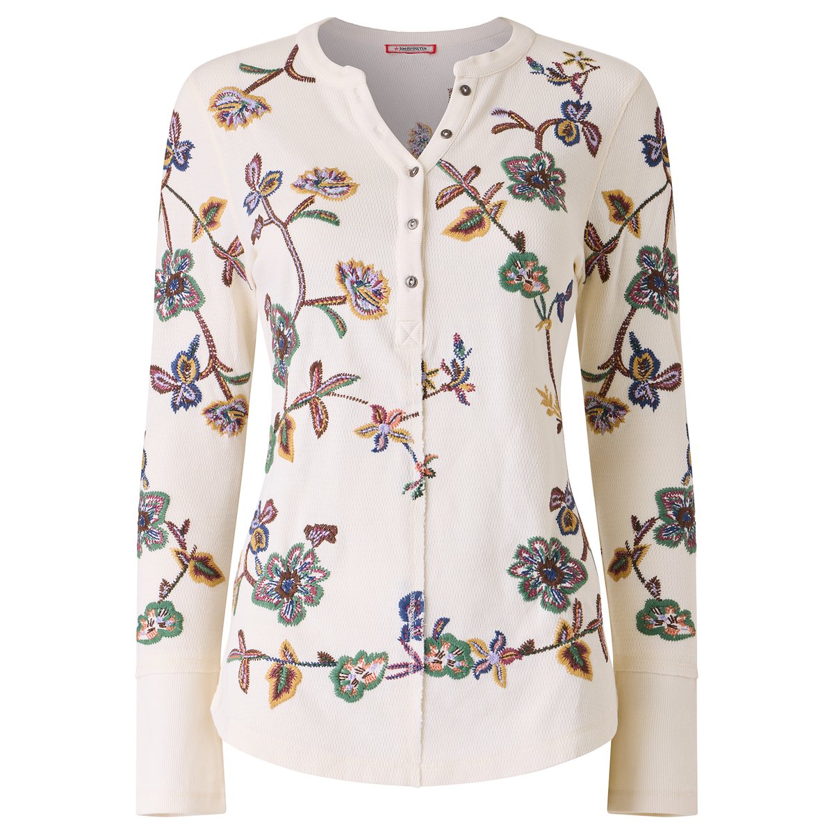 Henley en Jersey Brodé Ellie beige, JOE BROWNS