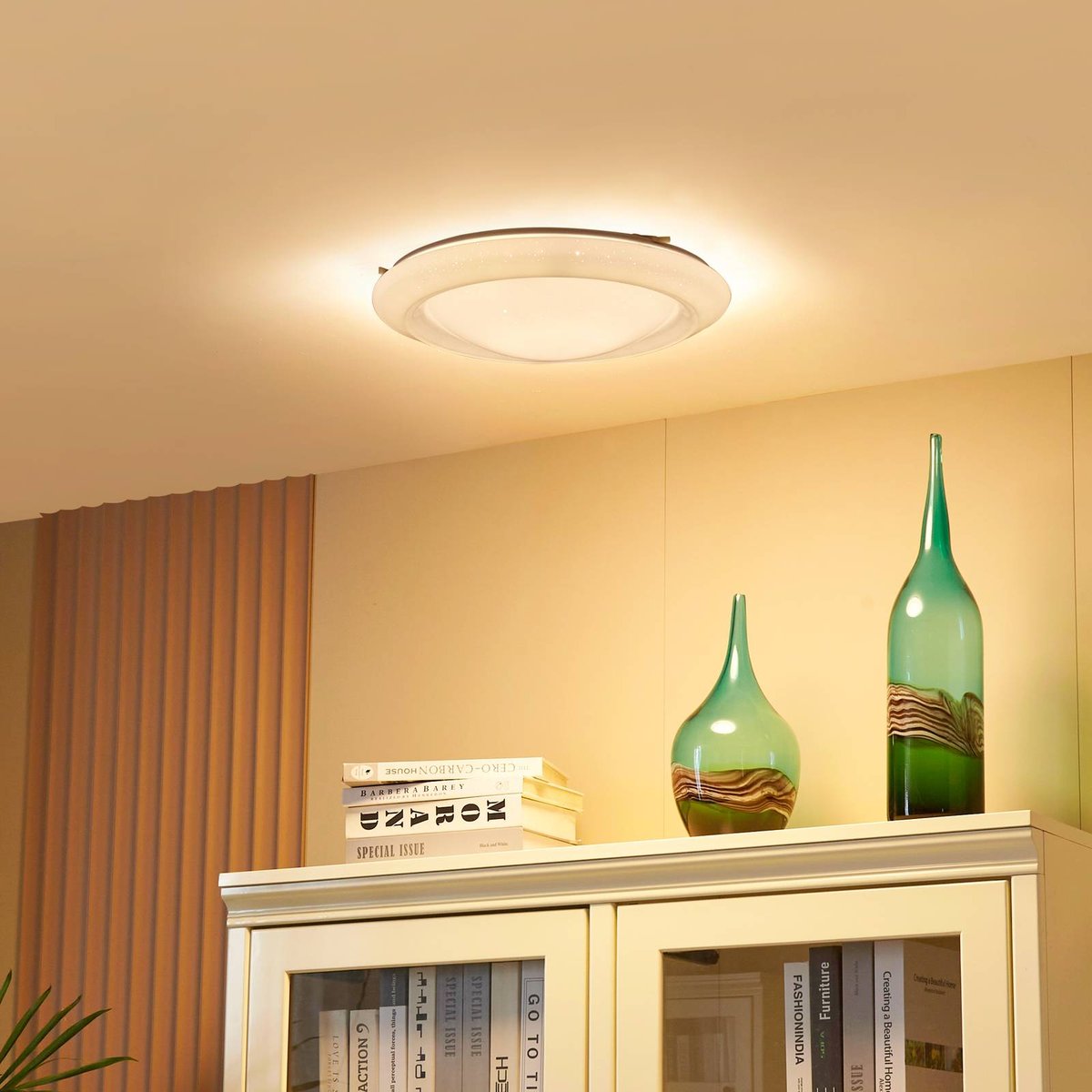 Plafonnier moderneLED, Thejesa blanc, LINDBY
