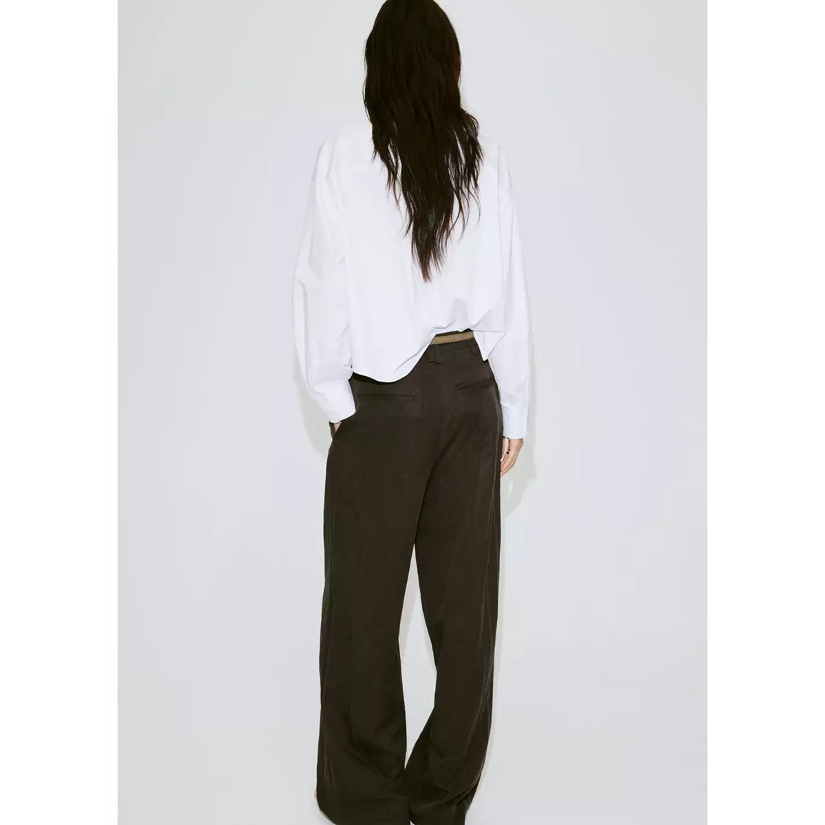 Chemise crop poche blanc cassé, MANGO