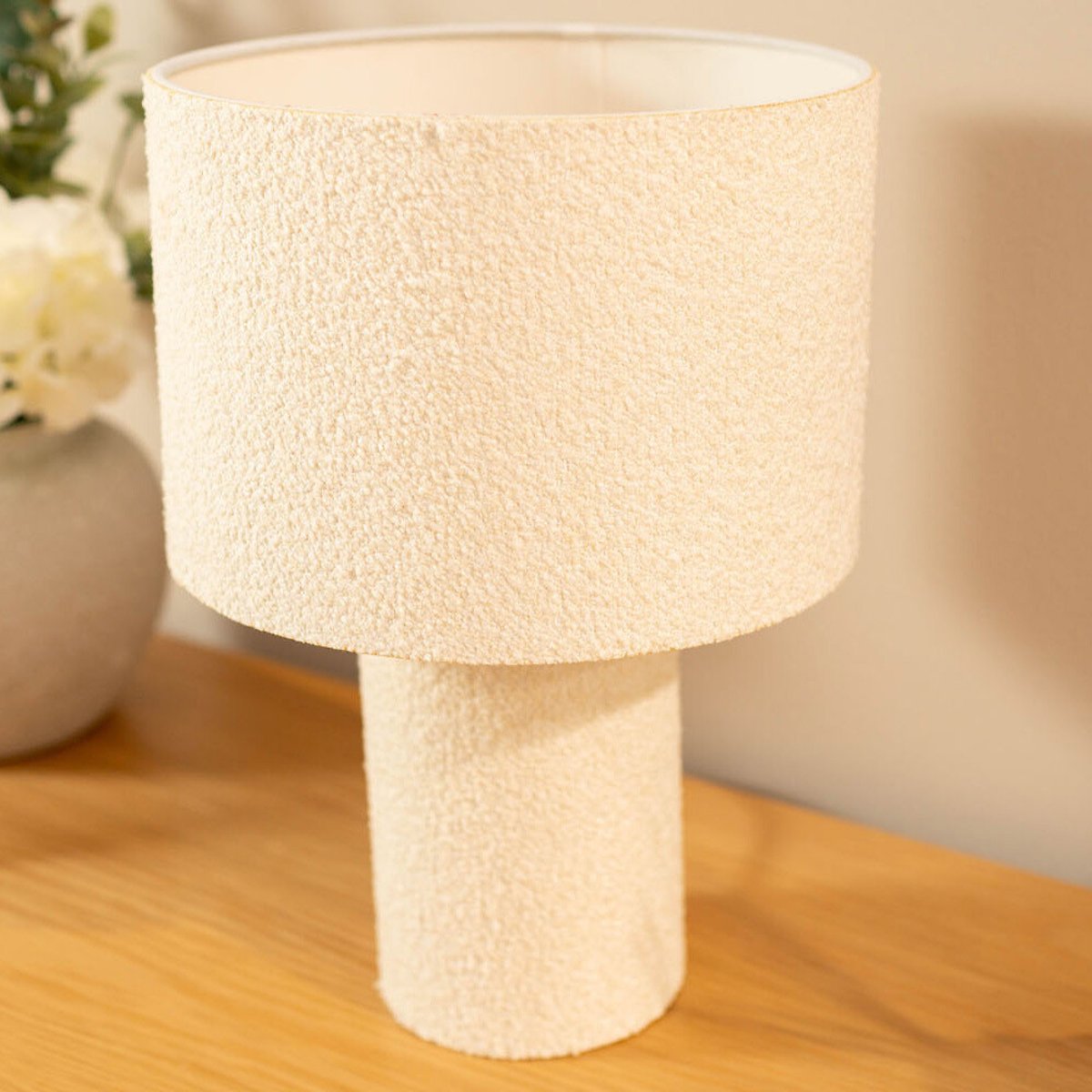 Allie Boucle Fabric Table Lamp in Natural white, SO'HOME