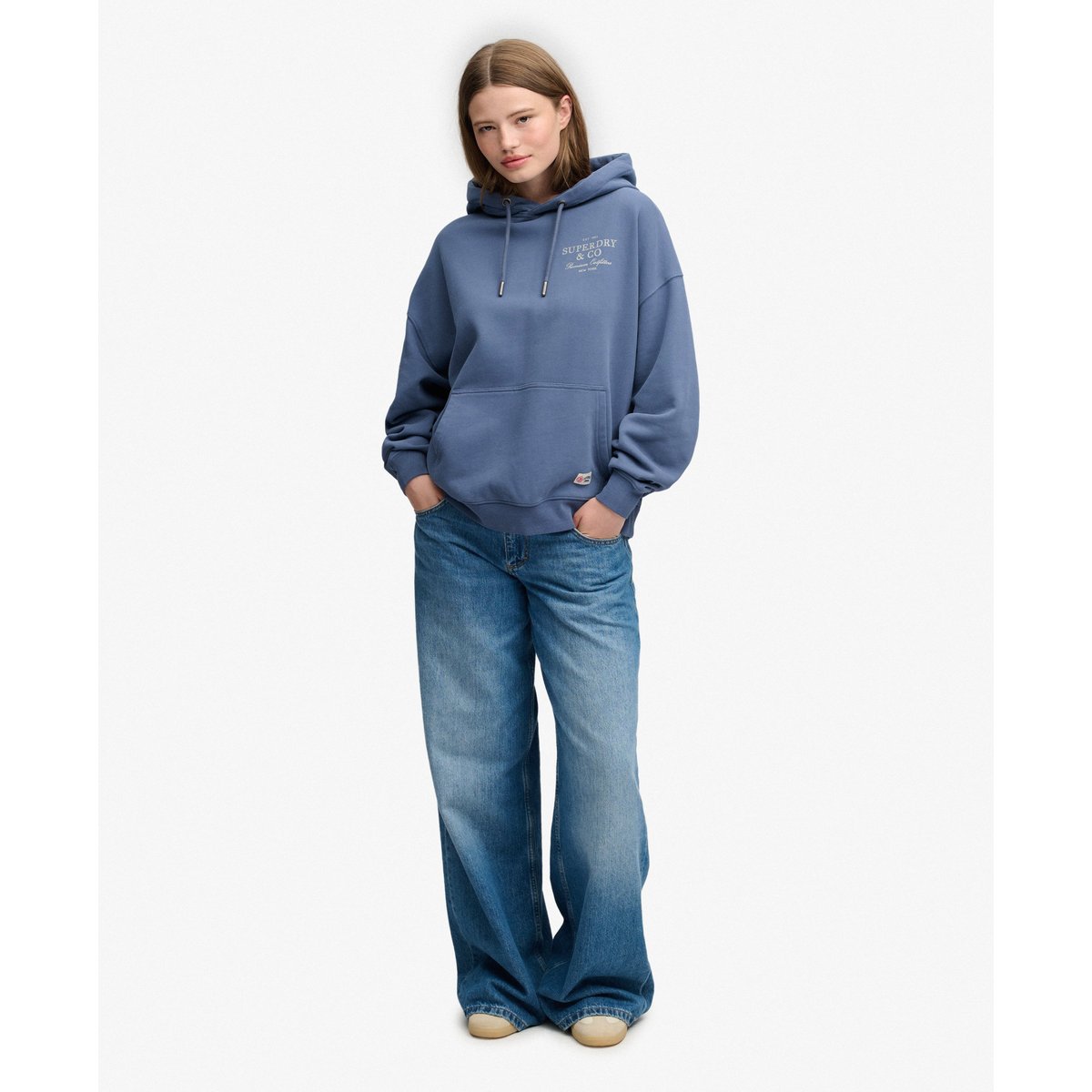 Sweat à capuche Luxe Casual Coupe Décontractée indigo vintage, SUPERDRY