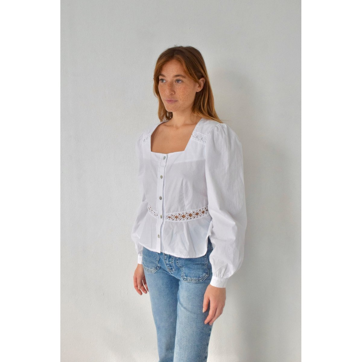 Blouse popeline dentelle ROMA blanc, MINDTRAVELER