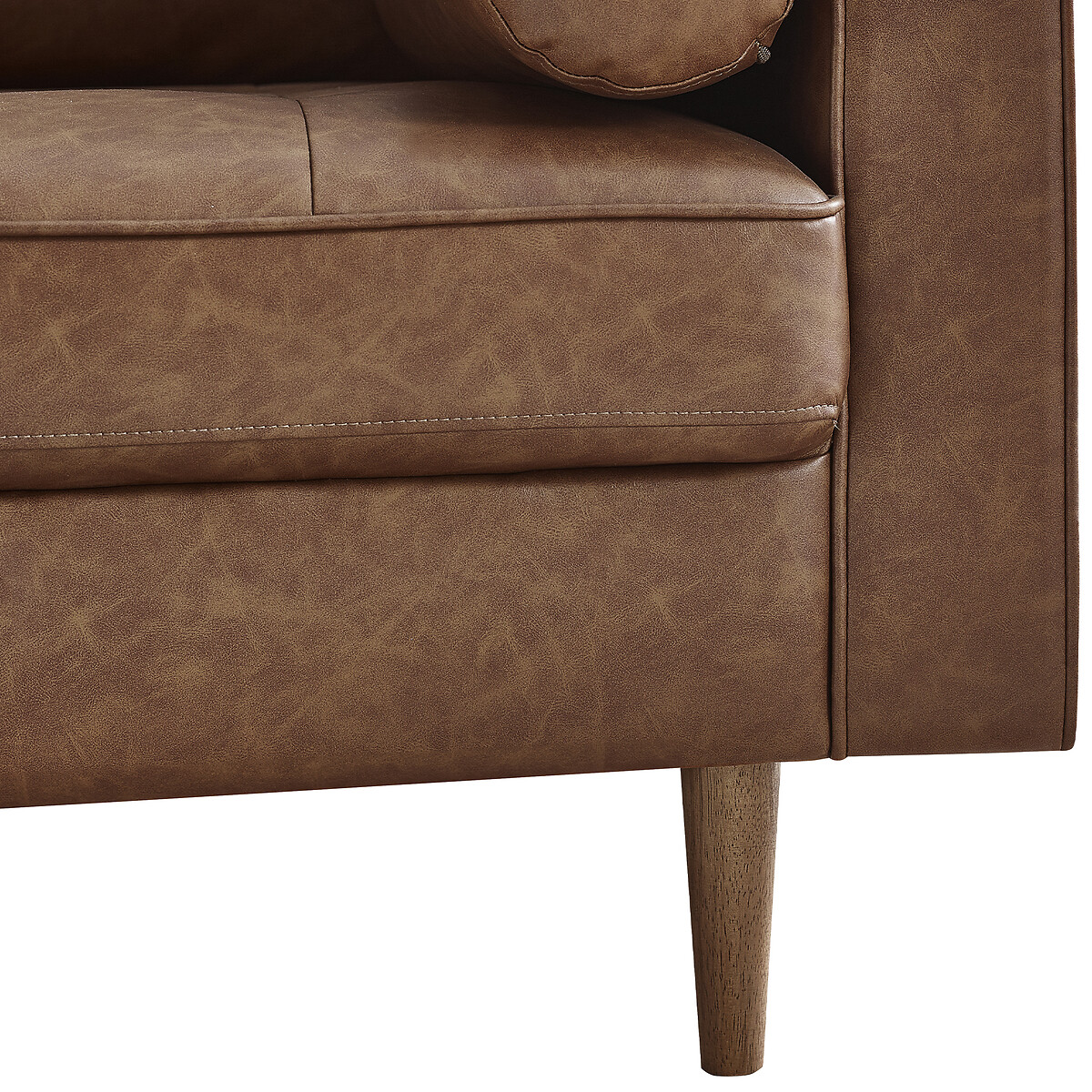 Hadley Mid-Century Faux Leather 2 Seater Sofa walnut, SO'HOME