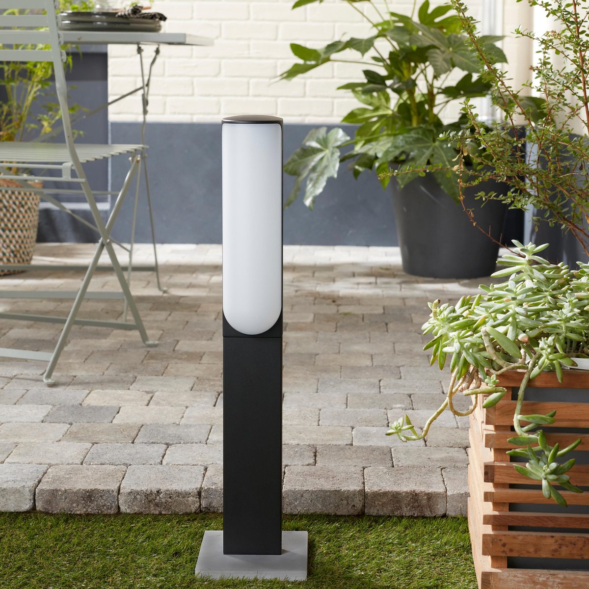 Potelet extérieur en aluminium, LARGO noir, INSPIRE