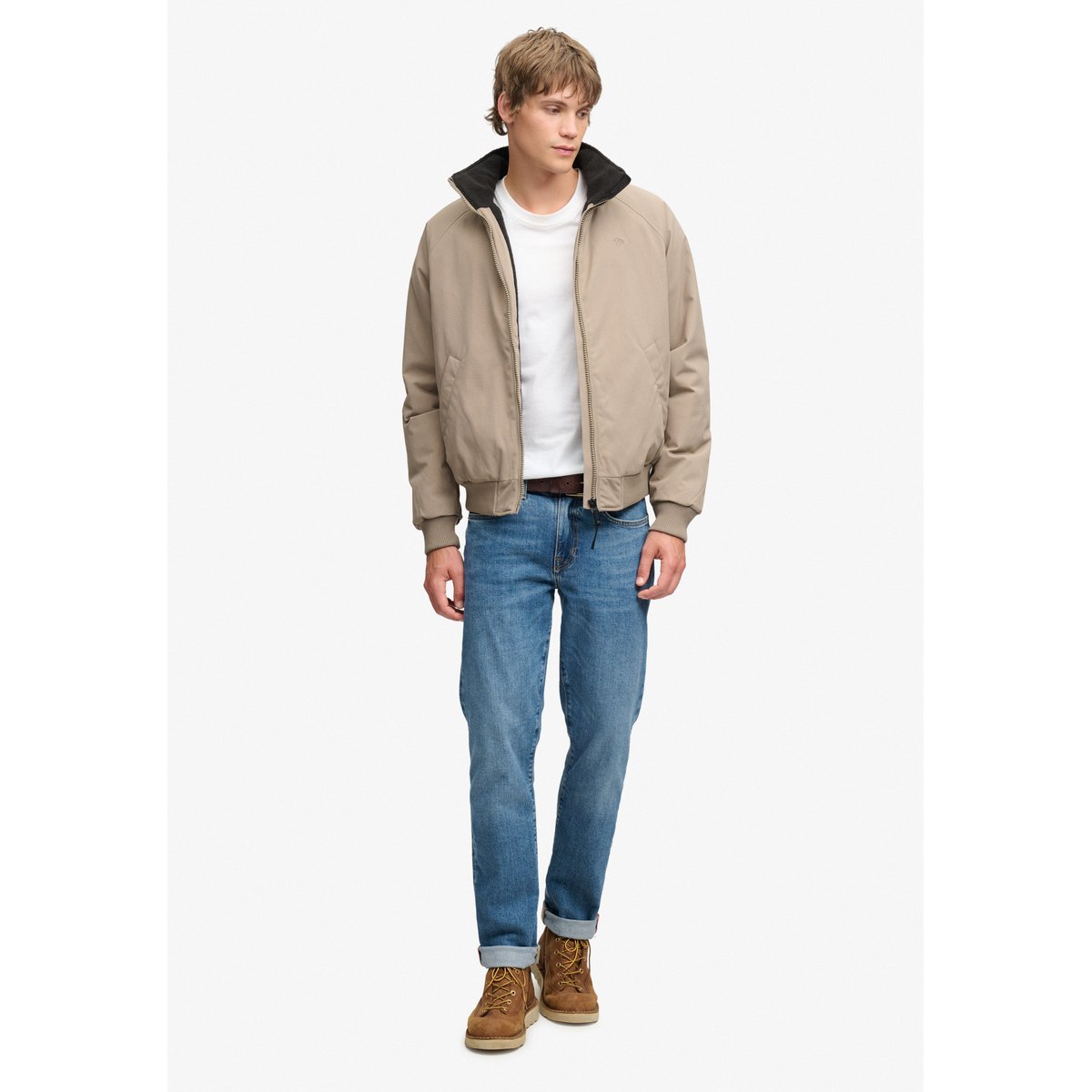 Veste City Doublée en Polaire brun roche délavé, SUPERDRY